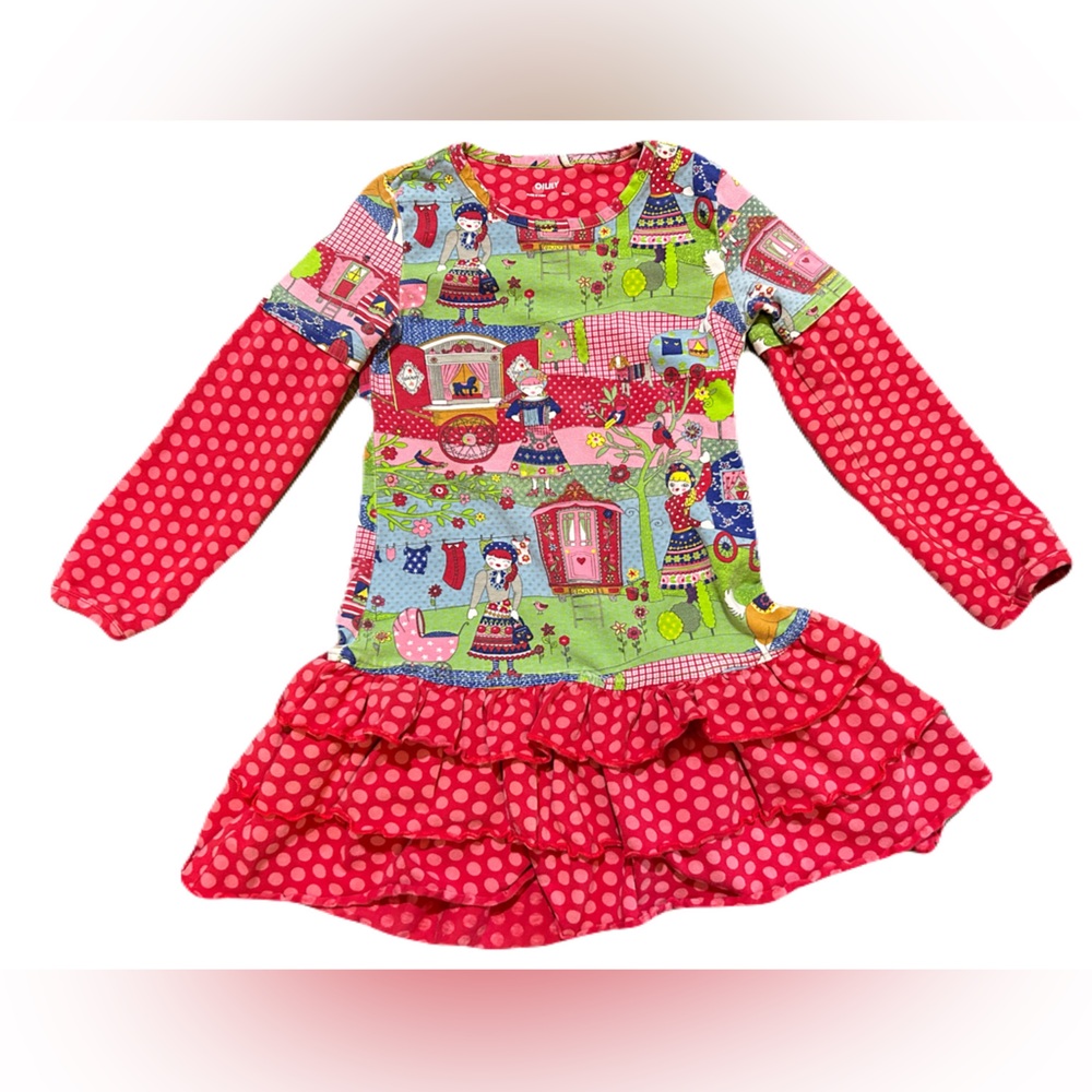 OILILY Tasha Red Patchwork Dress sz 4
